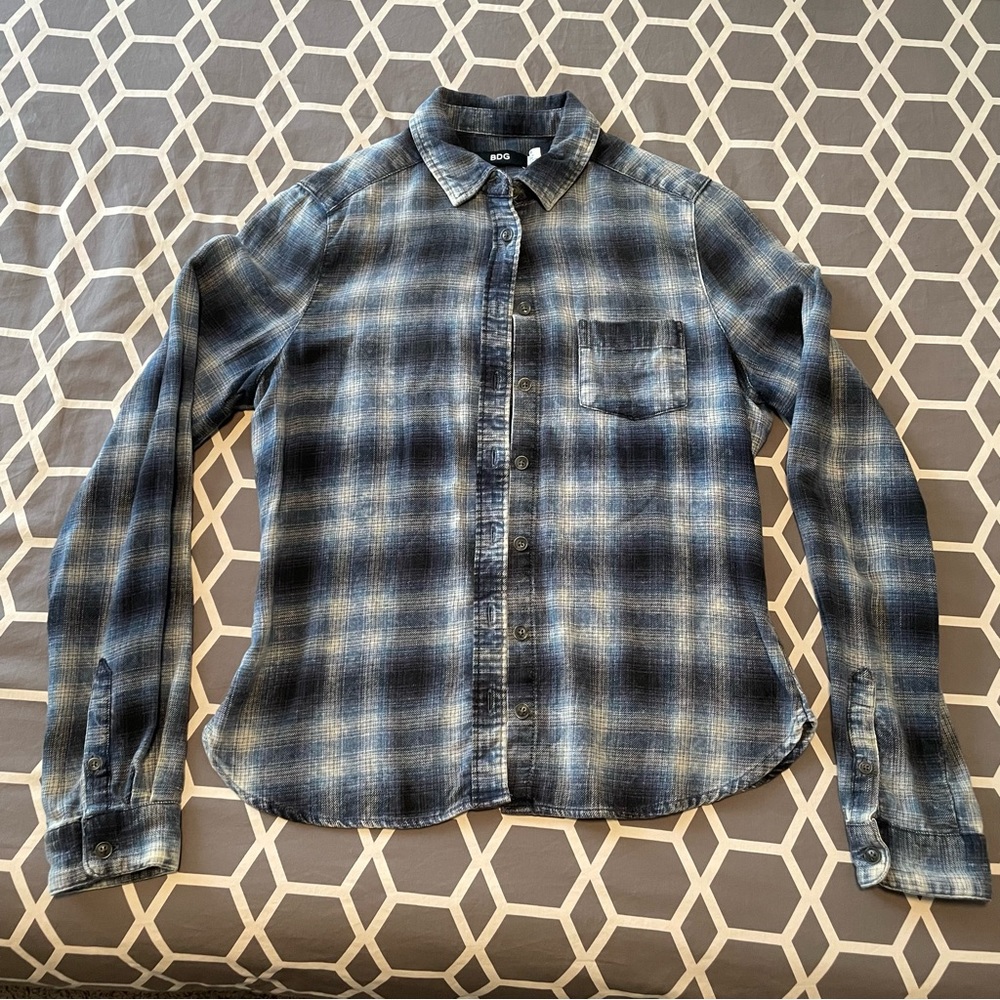 Women’s Small S-P Flannel Button Down Long Sleeve Shirt 100% Cotton